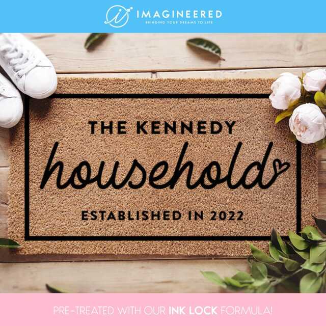 Family Household Welcome Mat - Custom Established Housewarming Gift New Home Door Realtor Closing - image 1
