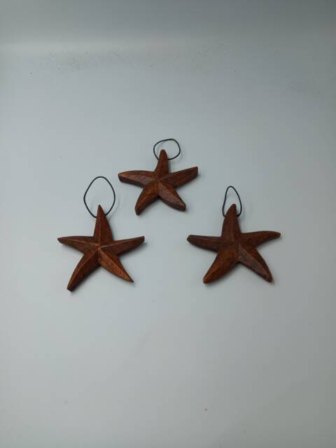 3 Handmade Wooden Stars Ideal Cute Christmas Decorations - image 1