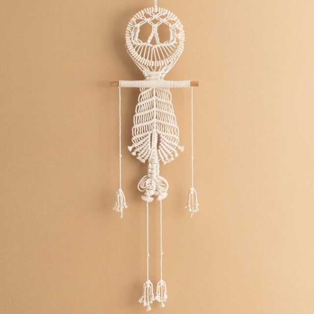 Skeleton Wall Hanging, Halloween Party Decor, Dark Academia Gift, Witchy Goth, Spooky Halloween, Macrame Handmade, W94 - image 1