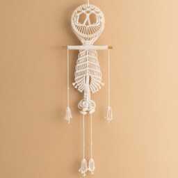 Skeleton Wall Hanging, Halloween Party Decor, Dark Academia Gift, Witchy Goth, Spooky Halloween, Macrame Handmade, W94 - thumbnail 1