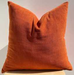 Orange Chenille Pillow Cover, Textured Upholstery Fabric, Fall Home Decor - thumbnail 1