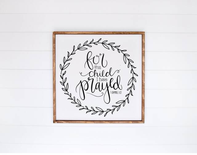 Printable For This Child I Have Prayed Sign - Farmhouse Nursery Wall Art Scripture Decor Rustic - image 1