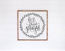 Printable For This Child I Have Prayed Sign - Farmhouse Nursery Wall Art Scripture Decor Rustic - thumbnail 1