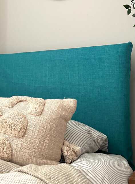 Bespoke Headboard Cover - Turquoise Linen Style Fabric - image 1