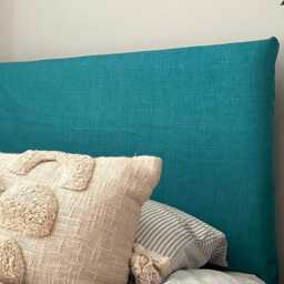 Bespoke Headboard Cover - Turquoise Linen Style Fabric - thumbnail 3