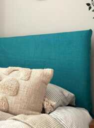 Bespoke Headboard Cover - Turquoise Linen Style Fabric - thumbnail 1