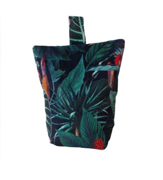 Tropical Rainforest Print in Green Velvet Door Stop - image 1