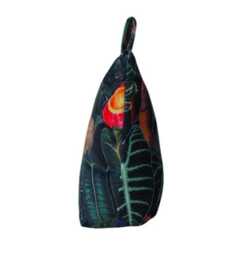 Tropical Rainforest Print in Green Velvet Door Stop - thumbnail 2