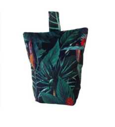 Tropical Rainforest Print in Green Velvet Door Stop - thumbnail 1