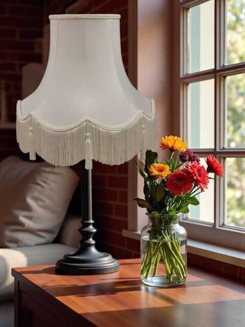 Traditional Cream Fabric Lampshade Handmade For Table & Floor Standard Lamp Bases, Wall Light Fixtures, Ceiling Fittings - image 1