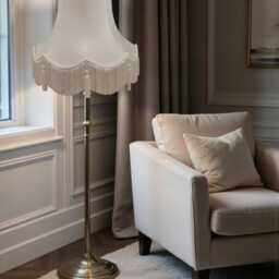 Traditional Cream Fabric Lampshade Handmade For Table & Floor Standard Lamp Bases, Wall Light Fixtures, Ceiling Fittings - thumbnail 2