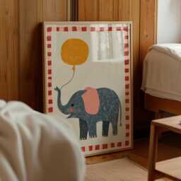 Elephant Nursery Art Balloon Animal Kids Print Cute Toddler Decor Whimsical Illustration Playroom Wall Jungle Theme Bedroom Artwork - 49 - thumbnail 3