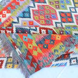 6x8 Kilim Area Rug - Authentic Handmade Wool Natural Vegetable Dyes Rug Afghan Geometric Boho Flat Weave Tribal Bedroom Carpet - thumbnail 4