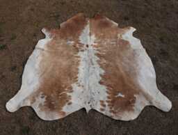 Brown & White Real Cowhide Rug Luxury Beige Floor Area Genuine Cow Skin With Hair On Large Brindle For Home Decor - thumbnail 1
