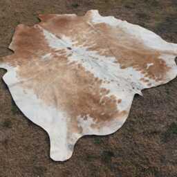 Brown & White Real Cowhide Rug Luxury Beige Floor Area Genuine Cow Skin With Hair On Large Brindle For Home Decor - thumbnail 2