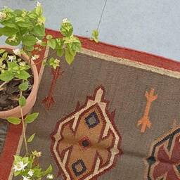 3x5 Multicolor Kilim Wool Jute Modern Home Decor Living Room , Eco Friendly Rug, Carpet, Earth Moroccan Rug - thumbnail 3