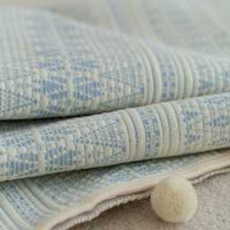 Blue Jacquard Sofa Cover, Anti-Scratch Cat Friendly Couch Slipcover, Non-Slip Summer Protector - thumbnail 2