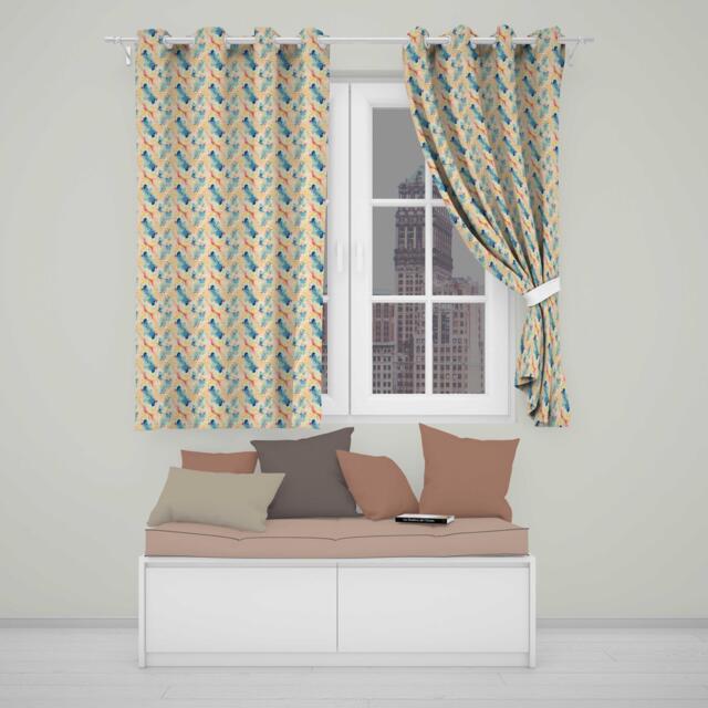 Colour Splash Artistic Drip Abstract Multicolour Readymade Eyelet Ring Top Thermal 100% Blackout Curtains - image 1