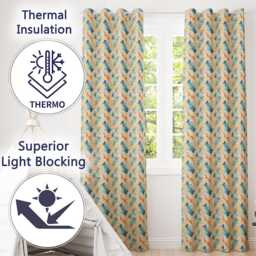Colour Splash Artistic Drip Abstract Multicolour Readymade Eyelet Ring Top Thermal 100% Blackout Curtains - thumbnail 3