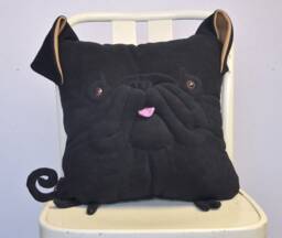 Black Pug Pillow, Handmade Plush Dog Cushion, Gift For Lover - thumbnail 1
