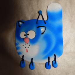 Ceramic Wall Cat. Wall Art. Cat Hanging. Hand Made Ceramics. Hanging Decor. The Cat Is Blue, Purple Or Black - thumbnail 2