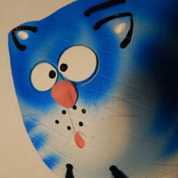 Ceramic Wall Cat. Wall Art. Cat Hanging. Hand Made Ceramics. Hanging Decor. The Cat Is Blue, Purple Or Black - thumbnail 3