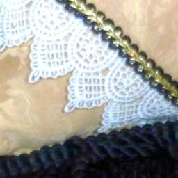 Victorian Accent Pillows Gold Cherub Fabric, Venice Lace, Black Trim - Set Of 2 - thumbnail 3