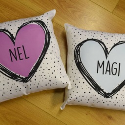 Personalised Heart & Polka Dot Cushion - Name Gift For Her Cymraeg - thumbnail 2