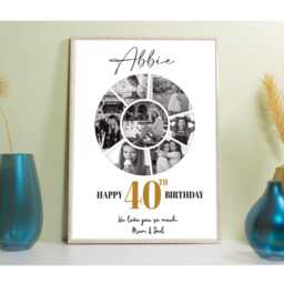 Personalised 40Th Birthday Photo Collage Print, Milestone Gift, Wall Art Gift - thumbnail 3