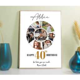 Personalised 40Th Birthday Photo Collage Print, Milestone Gift, Wall Art Gift - thumbnail 4
