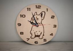 Laser Engraved French Bulldog Clock Birch Plywood Dog Wall Decor - thumbnail 1