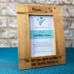 "Dog, Cat, Memorial, in Memory - Personalised Oak Photo Frame The Love You Gave Us Lives Our Hearts Forever Xx- 6X4"", 7X5"" Or 10X8" - thumbnail 2