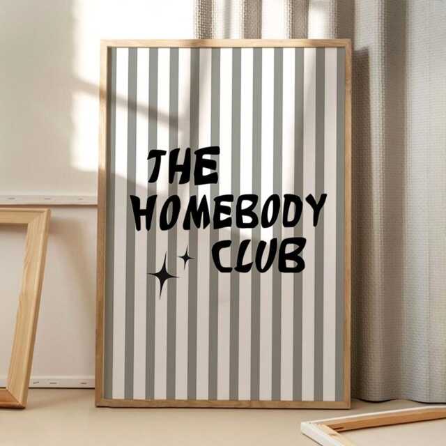 The Homebody Club Art Canvas Poster, Trendy Wall Art, Typography Aesthetic Decor, Retro Home Printed Gift - image 1