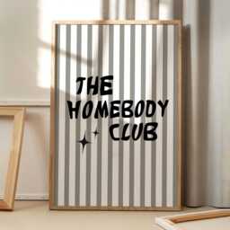 The Homebody Club Art Canvas Poster, Trendy Wall Art, Typography Aesthetic Decor, Retro Home Printed Gift - thumbnail 1