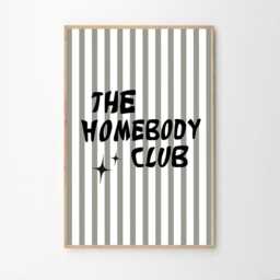 The Homebody Club Art Canvas Poster, Trendy Wall Art, Typography Aesthetic Decor, Retro Home Printed Gift - thumbnail 2