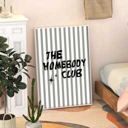 The Homebody Club Art Canvas Poster, Trendy Wall Art, Typography Aesthetic Decor, Retro Home Printed Gift - thumbnail 3