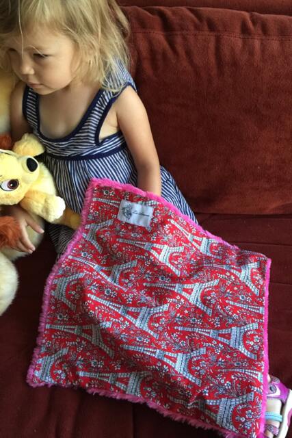 "Red & Hot Pink Eiffel Tower Mini Paris Themed Baby Blanket, ""Kayla Coquette" - image 1