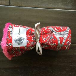 "Red & Hot Pink Eiffel Tower Mini Paris Themed Baby Blanket, ""Kayla Coquette" - thumbnail 2