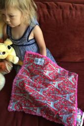 "Red & Hot Pink Eiffel Tower Mini Paris Themed Baby Blanket, ""Kayla Coquette" - thumbnail 1