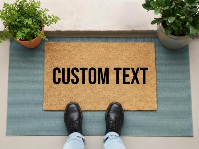 Custom Doormat - Personalised Text Welcome Mat Add Your Own Wording Outdoor Front Door Porch Decor Rug - image 1
