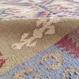 Red Wool Jute Flatweave Rug - Handwoven Tribal Kilim Carpet For Living Room & Bedroom - thumbnail 2