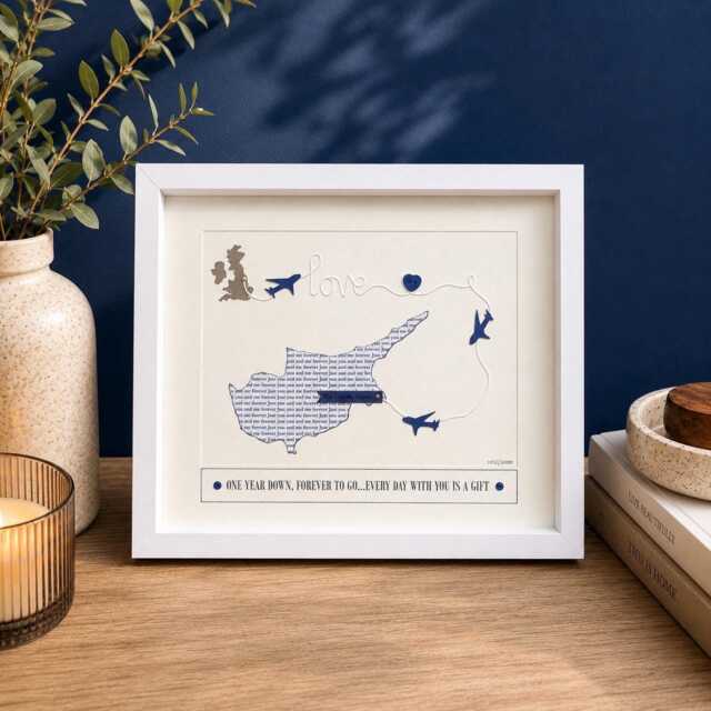 Custom Map Print Paper Anniversary Gift Wife/Husband 1 Year Married Couples Travel First Down Handmade Personalised Journey - image 1