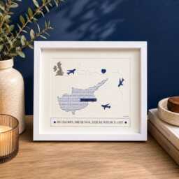 Custom Map Print Paper Anniversary Gift Wife/Husband 1 Year Married Couples Travel First Down Handmade Personalised Journey - thumbnail 1