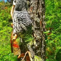 Great Grey Owl On Pine Branch, Wooden Owl, Hand Carved Bird, Realistic Bird, Woodcarving Gift, Owl Lover Gift, Artwork Hanger - thumbnail 3
