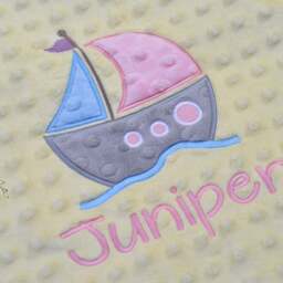 Personalized Minky Baby Blanket-Sailboat Baby Blanket-Personalized Anchor Blanket-Minky Nautical Blanket-Sail Boat Girl Blanket - thumbnail 2