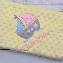Personalized Minky Baby Blanket-Sailboat Baby Blanket-Personalized Anchor Blanket-Minky Nautical Blanket-Sail Boat Girl Blanket - thumbnail 3