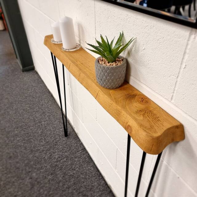 Live Edge Round Corners Skinny Console Table With Hairpin Legs Wooden Rustic Hallway UK 48 Hours Dispatch/48 Delivery - image 1