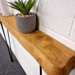 Live Edge Round Corners Skinny Console Table With Hairpin Legs Wooden Rustic Hallway UK 48 Hours Dispatch/48 Delivery - thumbnail 2