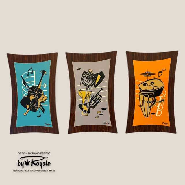 Mid Century Modern Musical Instrument Wall Art Plaques - Set Of 3 - image 1
