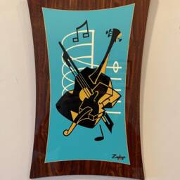 Mid Century Modern Musical Instrument Wall Art Plaques - Set Of 3 - thumbnail 2